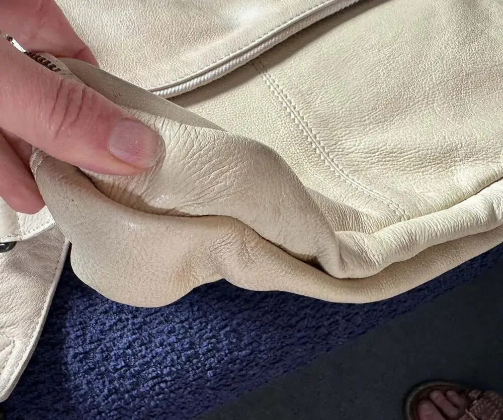 Free People East End Leather Laptop Backpack Off White Cream Beige